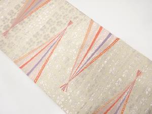 幾何学に花模様織り出し　袋帯